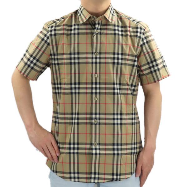 BURBERRY（バーバリー） Check Stretch Cotton Short Sleeve Shirt