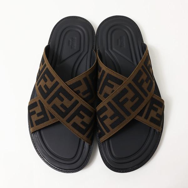 FENDI フェンディ FF Logo Cross Slider Slippers 7X1222 A63T FENDI フェンディ FF Logo Cross Slider Slippers 7X1222 A63T