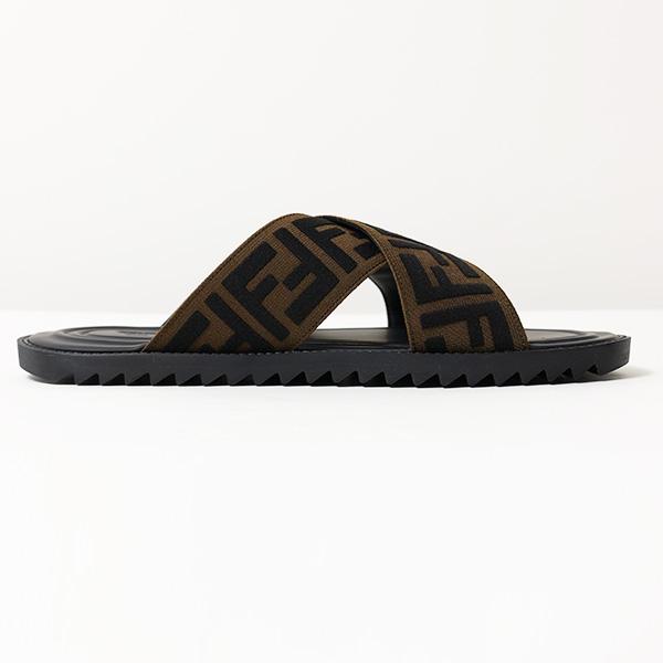 FENDI フェンディ FF Logo Cross Slider Slippers 7X1222 A63T FENDI フェンディ FF Logo Cross Slider Slippers 7X1222 A63T