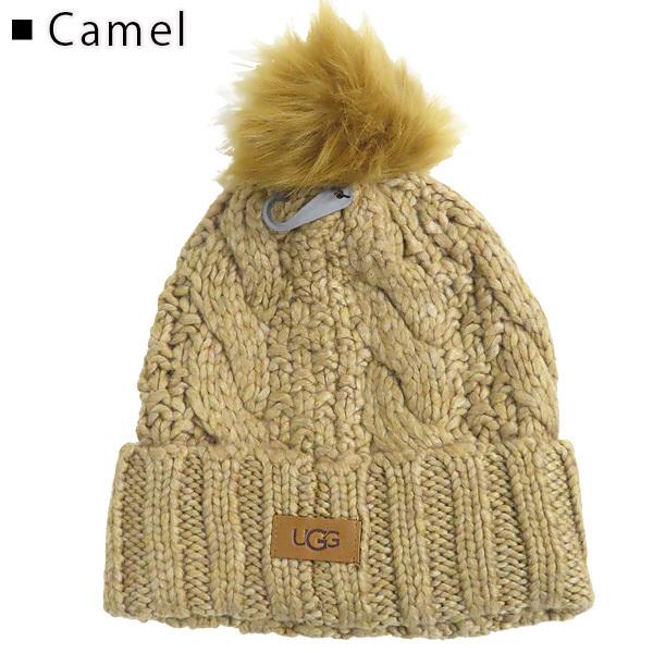 UGG（アグ） KNIT CABLE BEANIE WITH FAUX FUR POM ニットケーブル