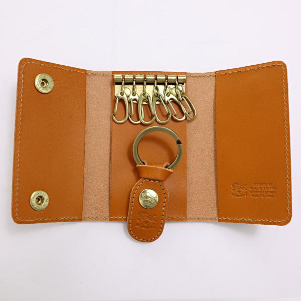 IL BISONTE イルビゾンテ　キーケース　キーリング　レザー　6連★ イルビゾンテ (IL BISONTE) レザーリング付きワイドキーケース