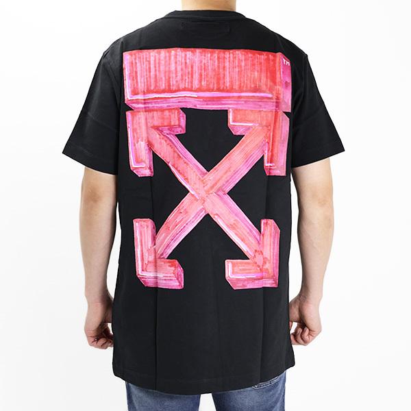 【中古】オフホワイト OFF WHITE ACRYLIC ARROW TEE WHITE S アクリル アロー ロゴ プリント Tシャツ ホワイト ピンク off white（オフホワイト） ARROW SLIM T-SHIRT OMAA027E20JER005