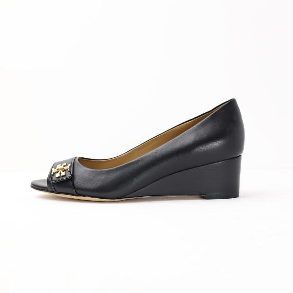 Tory Burch トリーバーチ KIRA OPEN TOE WEDGE パンプス レザー 本革 ダブルTロゴ スタックヒール レディース 55050の画像