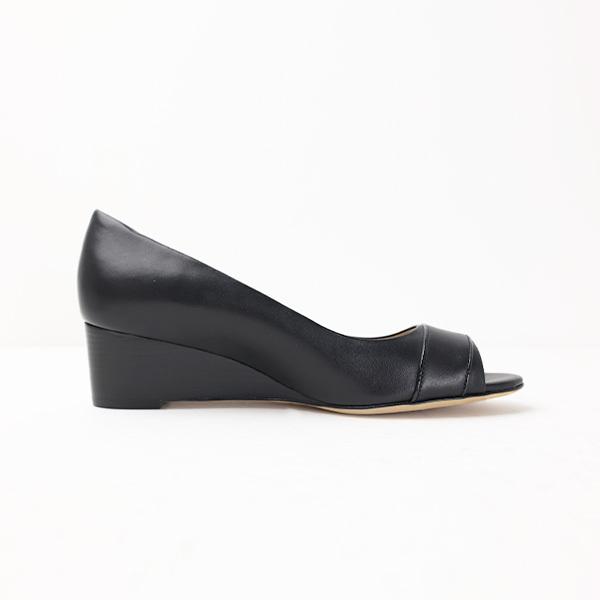 Tory Burch トリーバーチ KIRA OPEN TOE WEDGE パンプス レザー 本革 ダブルTロゴ スタックヒール レディース 55050の画像