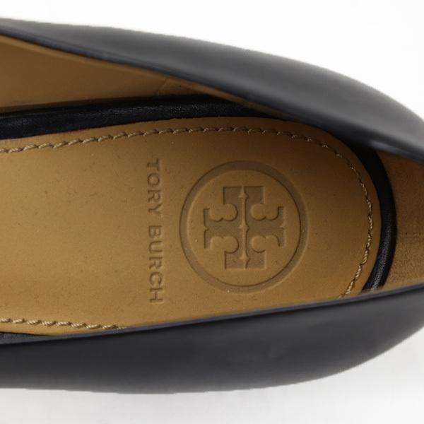 Tory Burch トリーバーチ KIRA OPEN TOE WEDGE パンプス レザー 本革 ダブルTロゴ スタックヒール レディース 55050の画像