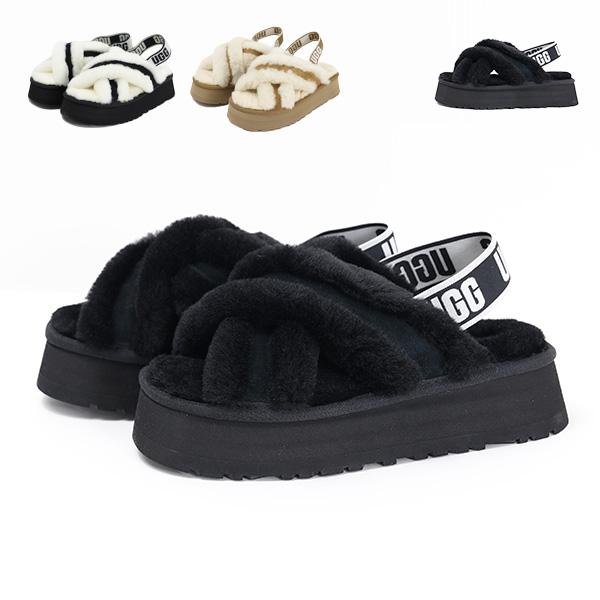 UGG（アグ） Disco Cross Slide ムートンサンダル プラットフォーム