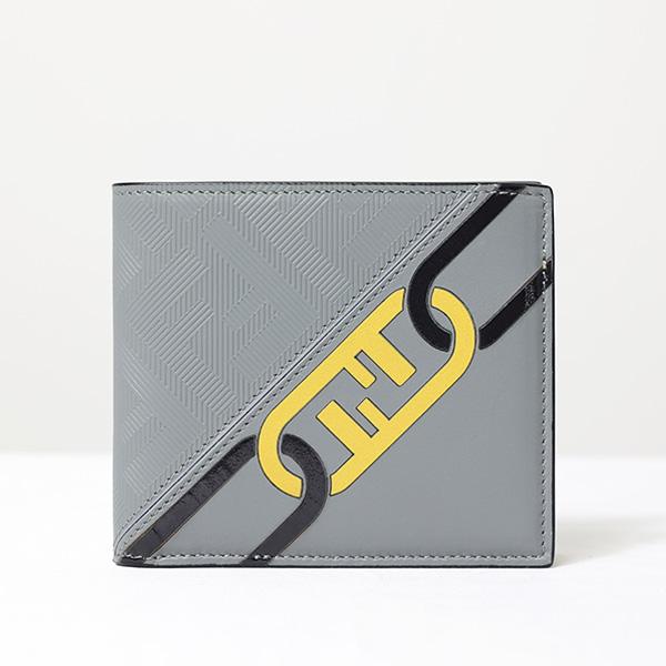 FENDI フェンディ Bi-Fold Wallet 二つ折り財布 折りたたみ財布 小銭入れなし コンパクト FFロゴ レザー メンズ 7M0169ALE8の画像