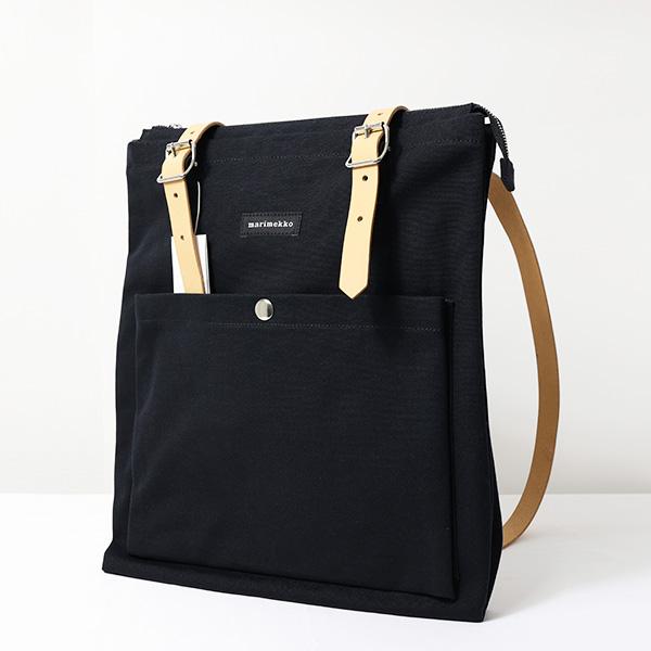 【美品】マリメッコ EPPU リュック ブラック レザー 廃番 A4 キャンバス marimekko（マリメッコ） Eppu Backpack バックパック リュック 通勤