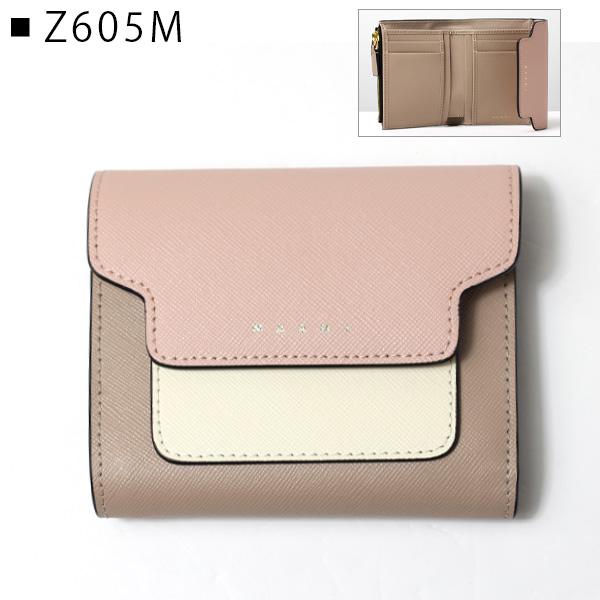 ★超美品！MARNI ホワイト 二つ折り財布展示品 ホワイト サフィアーノレザー 二つ折りウォレット | Marni