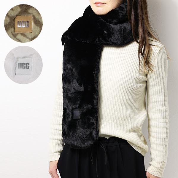 UGG アグ W OBLONG FAUX FUR SCARF マフラー ストール フェイクファー ロゴ 防寒 レディース 21691 