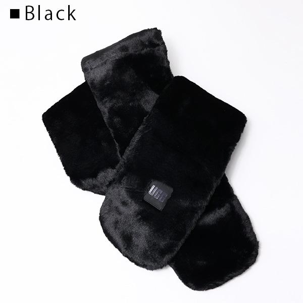 UGG ファーマフラー　ブラック UGG アグ W OBLONG FAUX FUR SCARF マフラー ストール フェイク