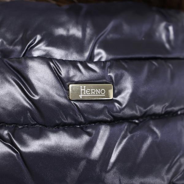 HERNO（ヘルノ） Nylon Down Jacket ダウンコート フード付き ミディアム丈 ロゴ レディース PI001533D ...