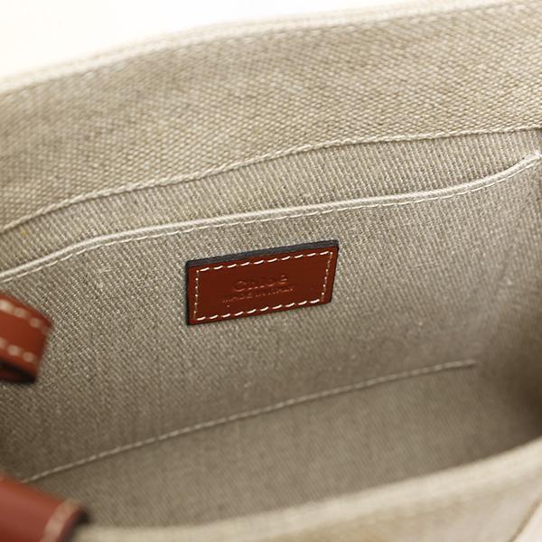 Chloe クロエ WOODY Small トートバッグ ロゴ ショルダーバッグ リネン 本革 A4サイズ レディース CHC22AS397I26の画像