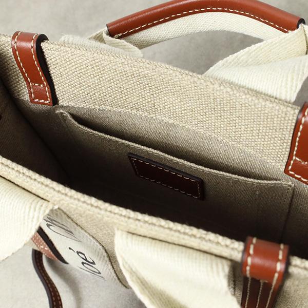クロエ Chloe ウッディ ミニトートバッグ ベージュ/ライトブルー キャンバス レディース ショルダーバッグ Chloe（クロエ） クリアランス CHLOE Woody ウッディ ミニトートバッグ