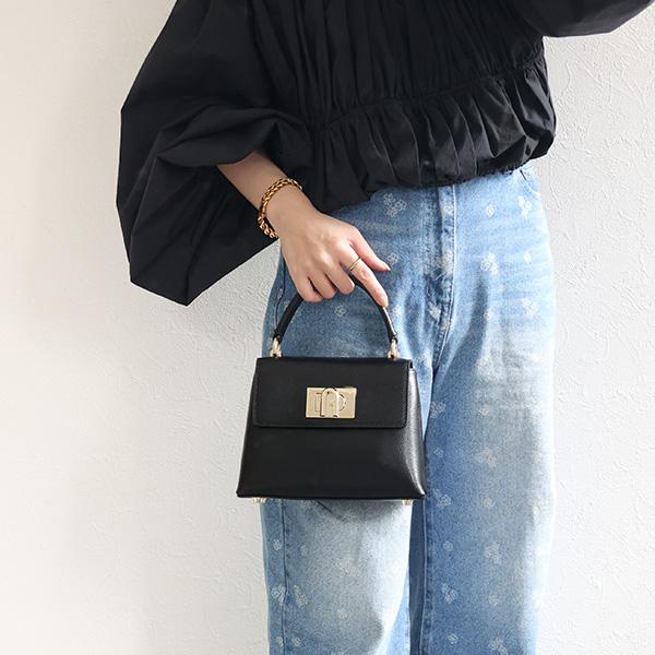 【極美品】FURLA ハンドバッグ 2way セミショルダーバッグ レザー 黒 中古】 フルラ Furla ショルダーバッグ ハンドバッグ 2WAY