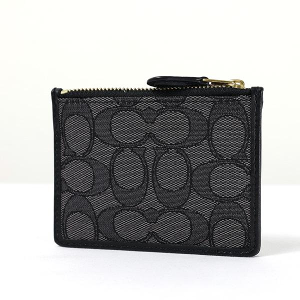 COACH コーチ Mini Card Holder カードケース 小銭入れ 定期入れ キーリング付き シグネチャー キャンバス レザー