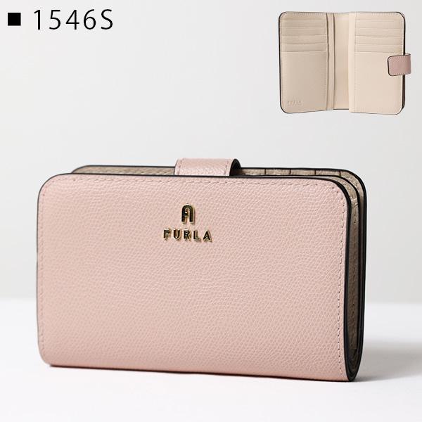 bulma☆新品未使用 美品 フルラ ラムレザー ロゴ ギャザー 折り財布 FURLA 美品 フルラ コンパクト財布 ハート フリンジチャーム付き