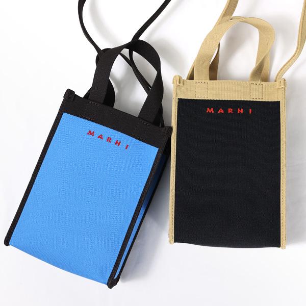 マルニMARNIミニバック ホワイト&ブラック MARNI MARKET DIAMOND テックウールミニ
