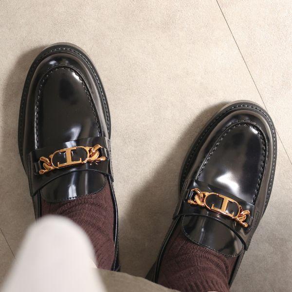 TOD'S TODS トッズ T Chain Leather Loafers レザー ローファー TOD'S TODS トッズ T Chain Leather Loafers レザー ローファー