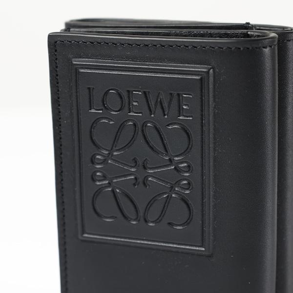 ロエベ　3つ折り財布　アナグラム　メンズ　ブラック ロエベ 折り財布 アナグラム ロゴ レザー ブラック メンズ レディース