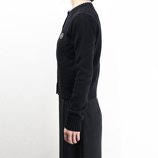 近年モデル LOEWE ロエベ カーディガン アナグラム レザーポケット 黒 shopbring_3024d150019