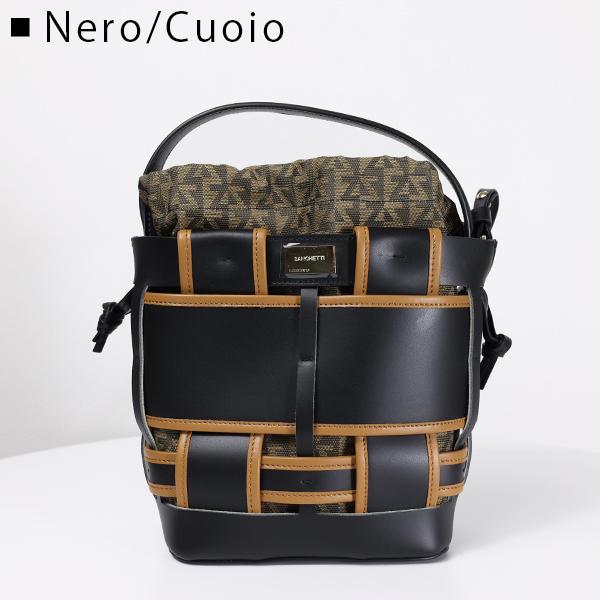 ZANCHETTI ザンケッティ WOVEN SMALL BUCKET BAG WBUS 734 ウーブン スモール バケットバッグ ショルダーバッグ ハンドバッグ 鞄 巾着 ロゴ レザー レディースの画像