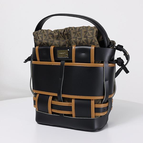 ZANCHETTI ザンケッティ WOVEN SMALL BUCKET BAG WBUS 734 ウーブン スモール バケットバッグ ショルダーバッグ ハンドバッグ 鞄 巾着 ロゴ レザー レディースの画像