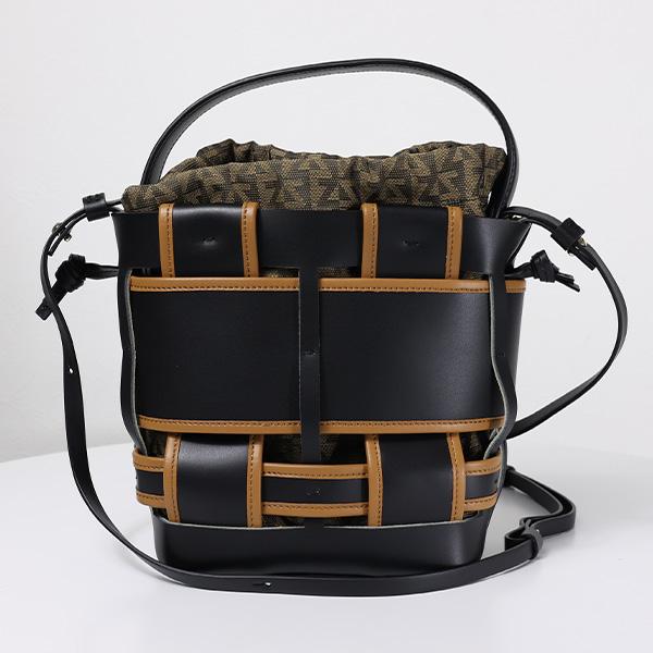 ZANCHETTI ザンケッティ WOVEN SMALL BUCKET BAG WBUS 734 ウーブン スモール バケットバッグ ショルダーバッグ ハンドバッグ 鞄 巾着 ロゴ レザー レディースの画像