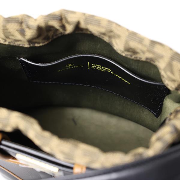 ZANCHETTI ザンケッティ WOVEN SMALL BUCKET BAG WBUS 734 ウーブン スモール バケットバッグ ショルダーバッグ ハンドバッグ 鞄 巾着 ロゴ レザー レディースの画像