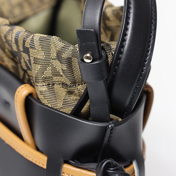 ZANCHETTI ザンケッティ WOVEN SMALL BUCKET BAG WBUS 734 ウーブン スモール バケットバッグ ショルダーバッグ ハンドバッグ 鞄 巾着 ロゴ レザー レディースの画像