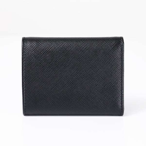 PRADA プラダ Tri-Fold Wallet 三つ折り財布 ミニ財布 小銭入れなし トライアングルロゴ レザー 本革 メンズ 2MH041 QHHの画像