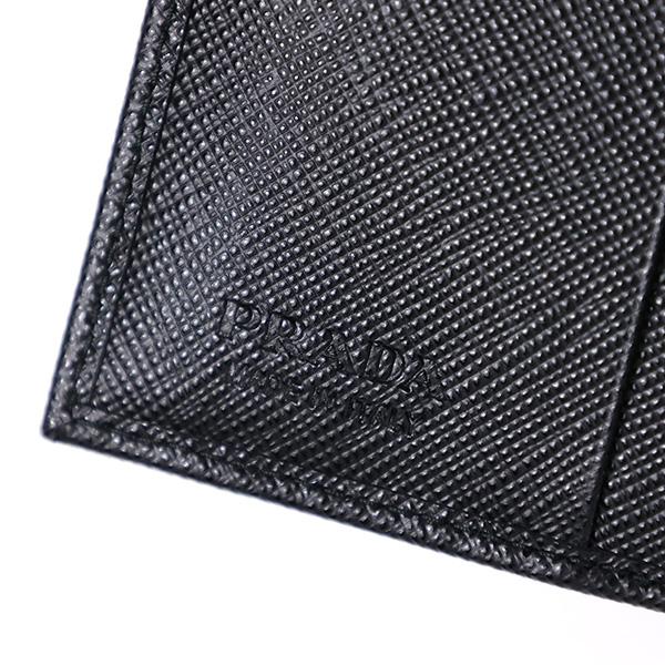 PRADA プラダ Tri-Fold Wallet 三つ折り財布 ミニ財布 小銭入れなし トライアングルロゴ レザー 本革 メンズ 2MH041 QHHの画像