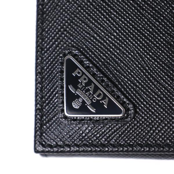 PRADA プラダ Tri-Fold Wallet 三つ折り財布 ミニ財布 小銭入れなし トライアングルロゴ レザー 本革 メンズ 2MH041 QHHの画像