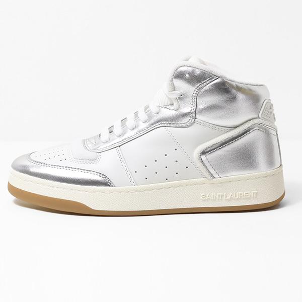 Saint Laurent サンローラン SL 80 Sneakers スニーカー ハイカット 靴 レースアップ メタリック レザー 本革 メンズ 711250 AAAWSの画像