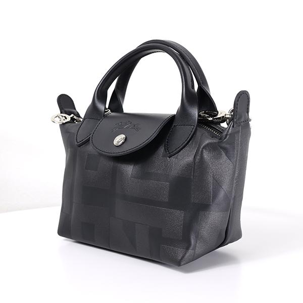 Longchamp ルプリアージュ トートバッグ ベロア 総柄 黒 ル プリアージュ Longchamp ロンシャン Le Pliage Tote Bag ルプ