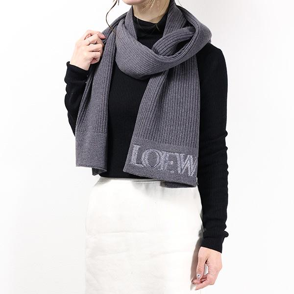 LOEWE（ロエベ） WOOL SCARF マフラー リブ エンブロイダリー ロゴ