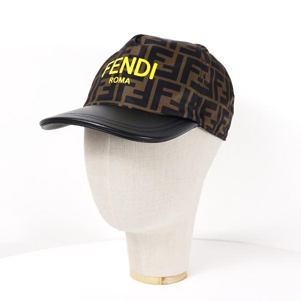 FENDI（フェンディ） キャップ 帽子 FFロゴ ズッカ柄 レザー 本革