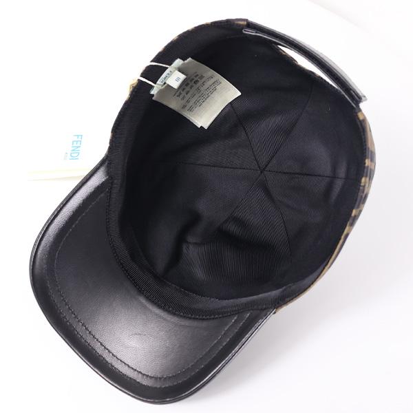FENDI フェンディ キャップ 帽子 FFロゴ ズッカ柄 レザー 本革 FENDI フェンディ キャップ 帽子 FFロゴ ズッカ柄 レザー 本革
