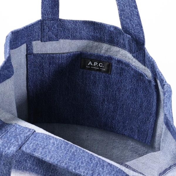 A.P.C. アーペーセー LOU WASHED INDIGO TOTE BAG トートバッグ デニムトート サブバッグ 鞄 A4収納可能 ロゴ カジュアル  COGEK M61442｜lag-onlinestore｜06