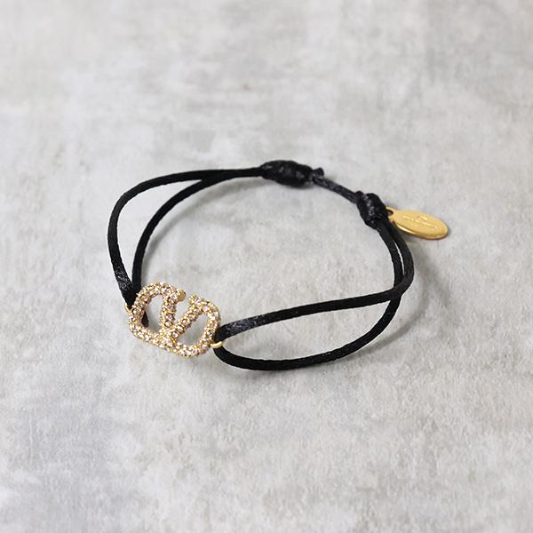 VALENTINO ヴァレンティノ Vlog Signature cotton swarovski bracelet ブレスレット アクセサリー レディース 4W2 J0F81 YABの画像