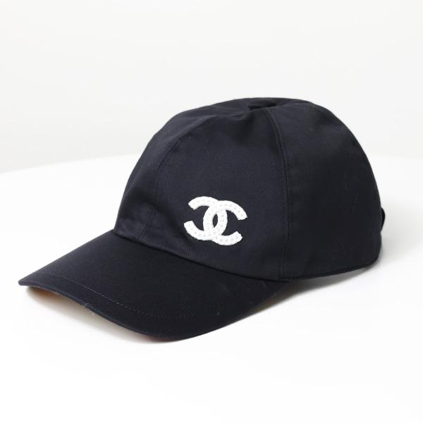 美品 CHANEL シャネル ココマーク キャップ ブラック パイル ココビーチ CHANEL（シャネル） CC Baseball Cap キャップ 帽子 コットン ココ
