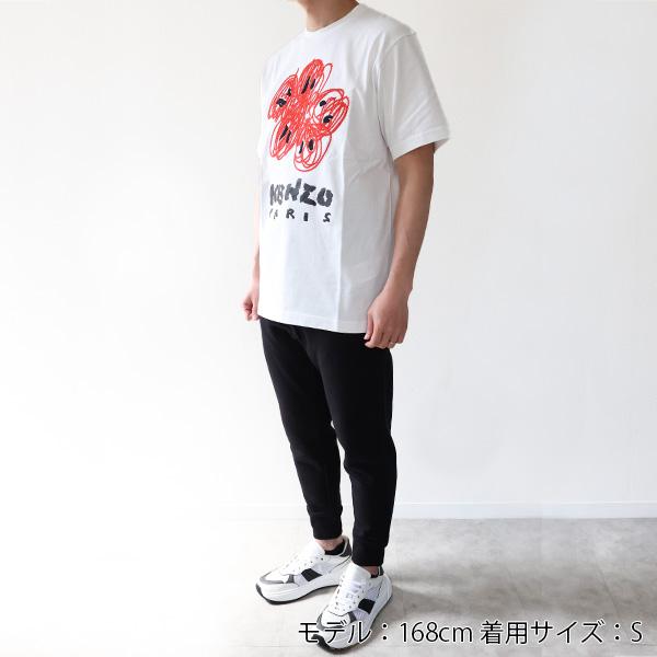 KENZO ケンゾー KENZO DRAWN VARSITY EMBROIDERED ボケフラワー Tシャツ 半袖 クルーネック クラシックフィット コットン ロゴ メンズ T-SHIRT FE55TS273 4SG｜lag-onlinestore｜02