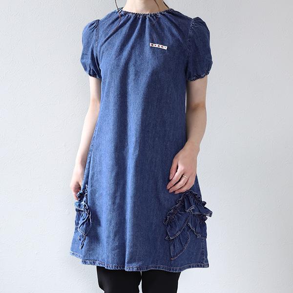 MARNI（マルニ） Denim Dress デニムワンピース ラッフル付き 半袖