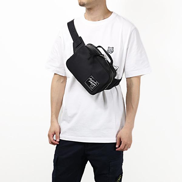 Maison Kitsuné ブラックボディバッグ MAISON KITSUNÉ - ナイロン バムバッグ / ボディバッグ | ADDICT WEB SHOP