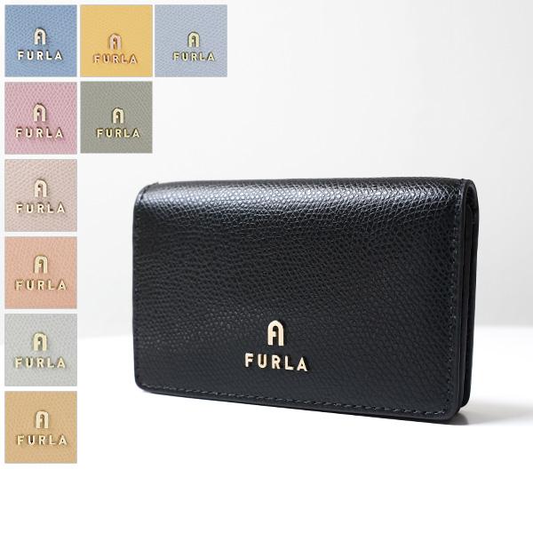 【極美品】【FURLA】フルラ 名刺入れ ブラック レザー ゴールドロゴ FURLA（フルラ） CAMELIA BUSINESS CARD CASE カメリア カードケース