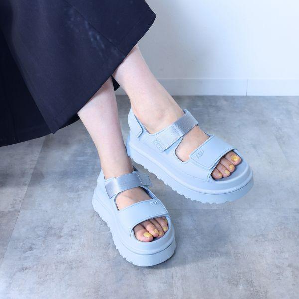 UGG アグ GoldenGlow Sandals ゴールデングロウ ストラップサンダル サンダル 靴 プラットフォーム 厚底 ロゴ レディース 1152685の画像
