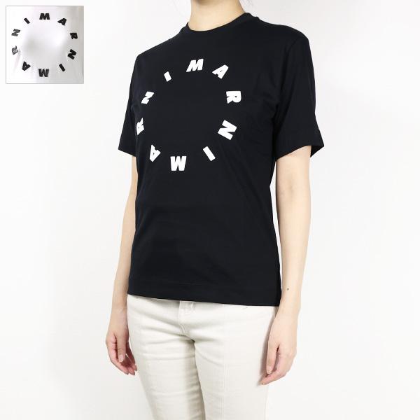 【新品未使用】MARNI ブラック Tシャツ ロゴプリント　サイズ4 MARNI（マルニ） Circle Logo T-Shirts Tシャツ 半袖 カットソー ロゴT