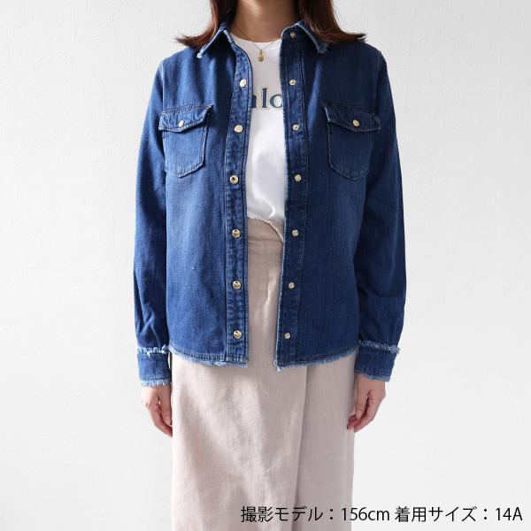 Chloe クロエ デニム棒タイシャツ プルオーバー ジャケット Chloe（クロエ） Frayed Denim Shirts フレイド デニムシャツ 長袖