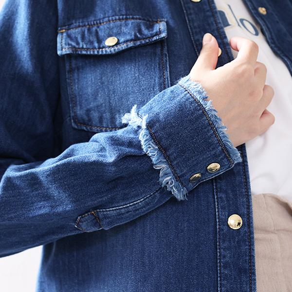 Chloe（クロエ） Frayed Denim Shirts フレイド デニムシャツ 長袖
