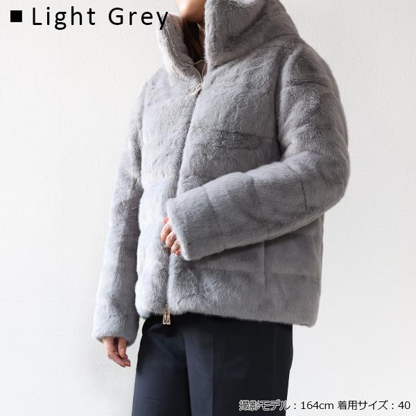 Herno グレー エコファーショート丈ダウン HERNO（ヘルノ） Eco Fur Down Jacket エコファー ダウンジャケット